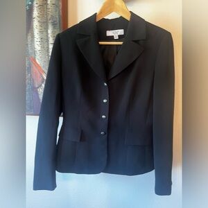 Le Suit Size 8 Black 4 Button Fitted Blazer Womens
